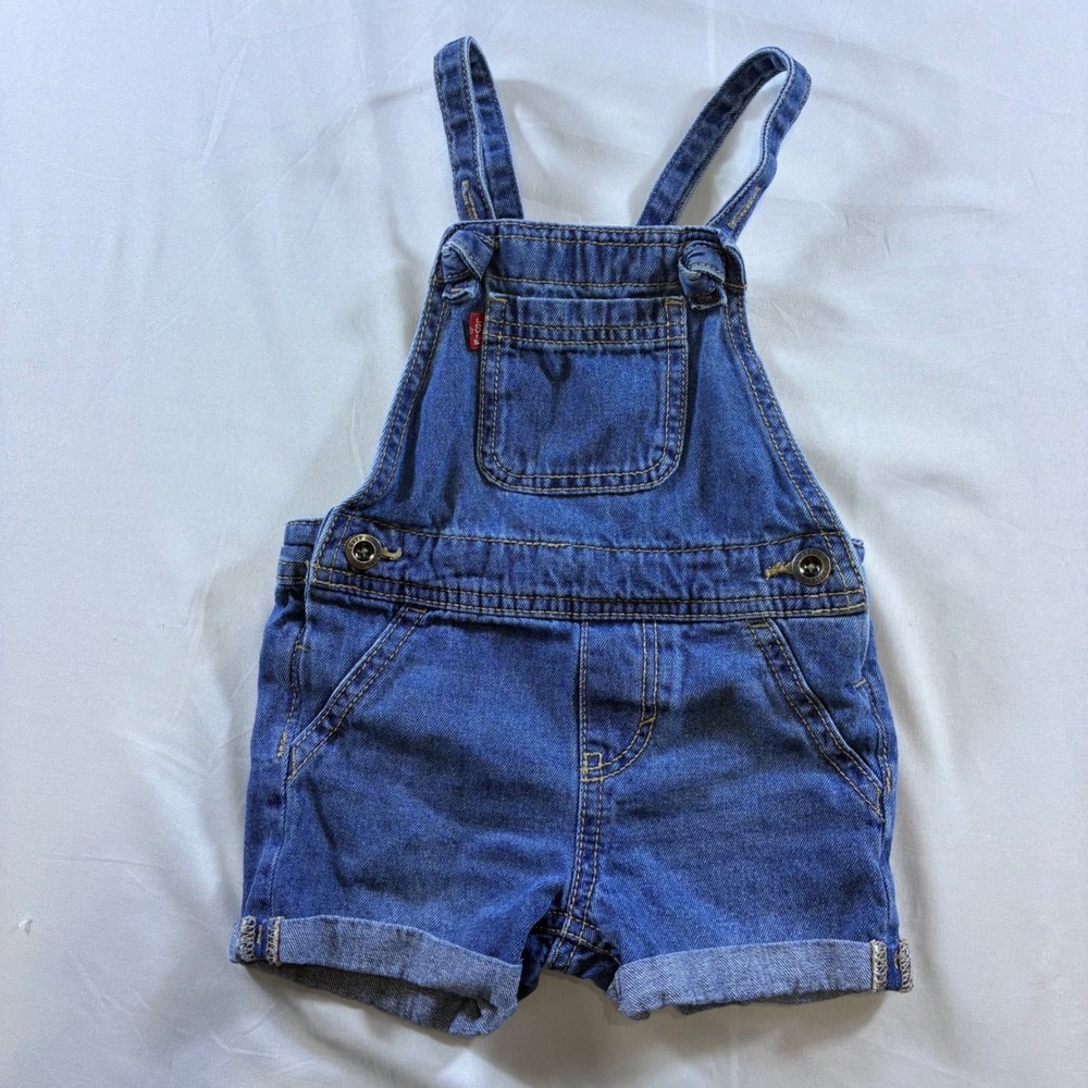 Levis Baby Denim Shortall Overalls Medium Wash Blue 12M Kids